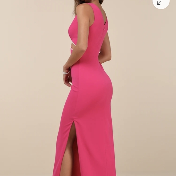 Lulus Dresses & Skirts - Lulus A-List Beauty Hot Pink Rhinestone Cutout Maxi Dress